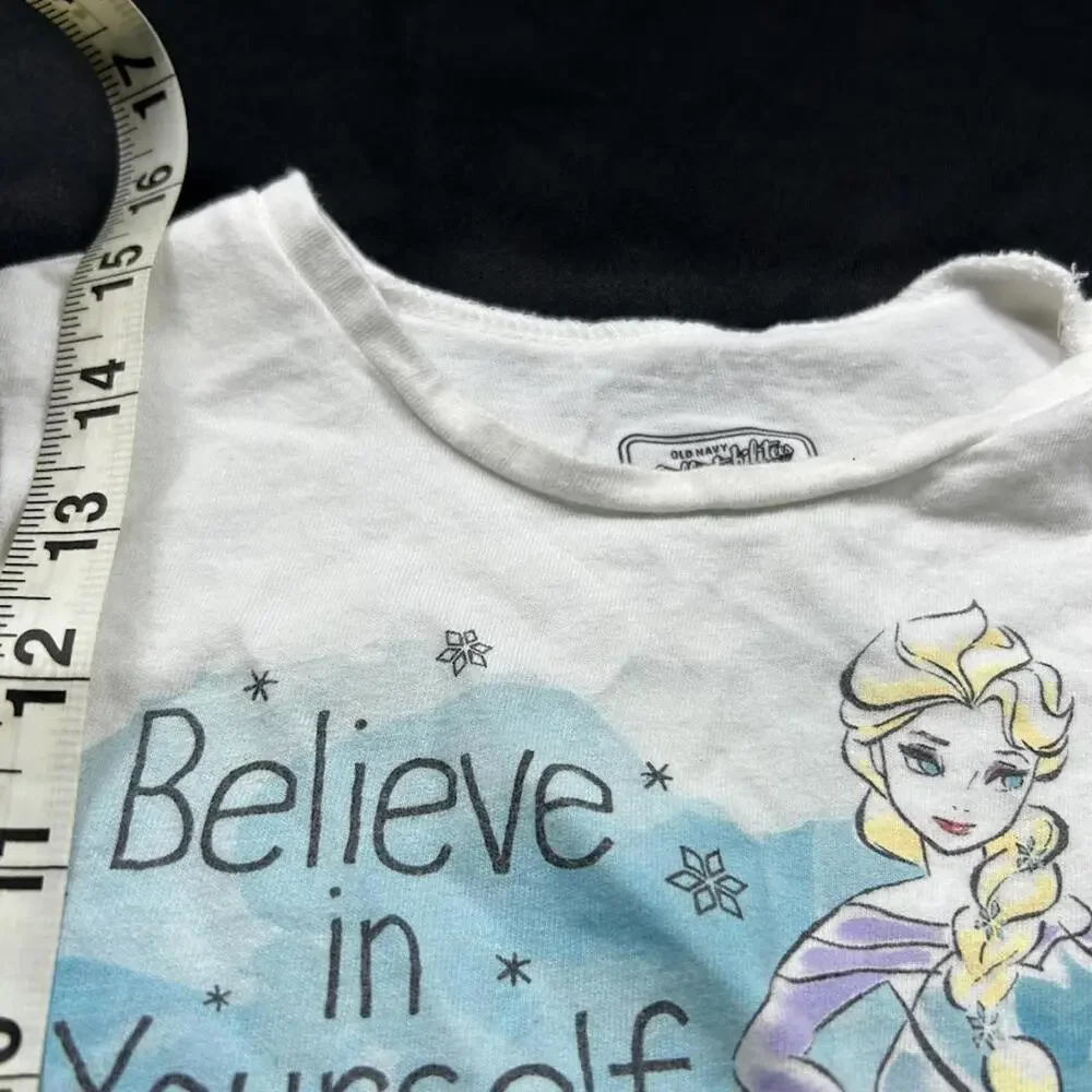 Old Navy Girls Disney Frozen White‎ Short Sleeve Shirt Size 5T